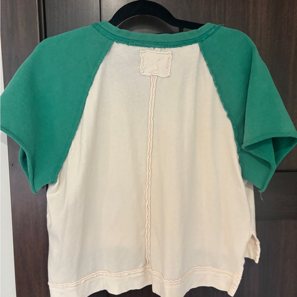 Free People Cropped Jersey Henley Top - Picture 2 of 2